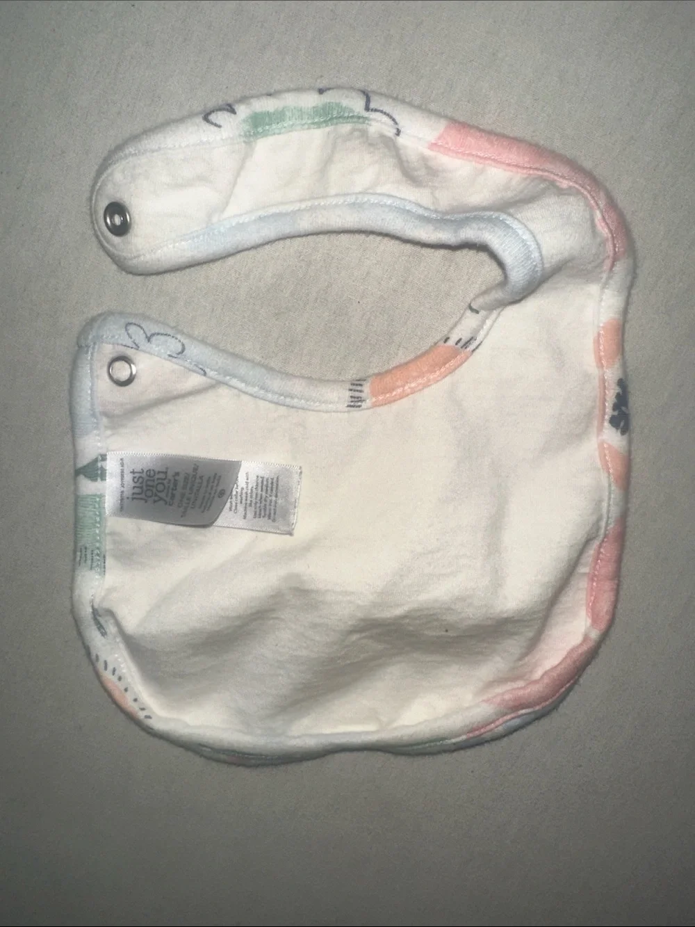Kids OS Floral Snap Baby Bib in Cream and Pastel Colors
